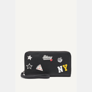 DKNY ETTA LARGE ZIP AROUND WALLET - Black
