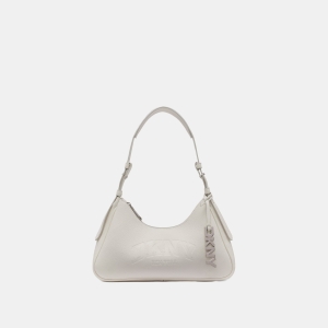 DKNY NELL LOGO EMBOSSED SHOULDER BAG - White