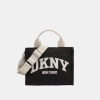 DKNY HADLEE SMALL STRAW LOGO TOTE - Black/White