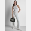 DKNY HADLEE SMALL STRAW LOGO TOTE - Black/White - Image 8