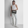 DKNY HADLEE SMALL STRAW LOGO TOTE - Black/White - Image 3