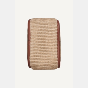 DKNY CAPRI WOVEN HOBO CROSSBODY BAG - Natural/Saddle - Image 6