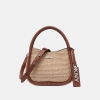 DKNY CAPRI WOVEN HOBO CROSSBODY BAG - Natural/Saddle