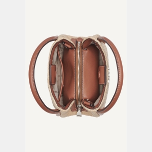 DKNY CAPRI WOVEN HOBO CROSSBODY BAG - Natural/Saddle - Image 4