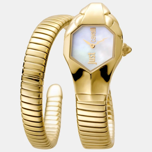 Just Cavalli Snake Quartz Champagne Dial Women's Watch - Gold