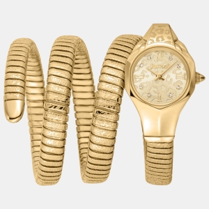 Just Cavalli Snake Quartz Champagne Dial Women's Watch - Gold