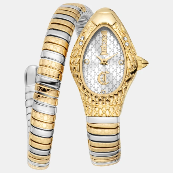 Just Cavalli Snake Quartz Silver Dial Women's Watch - Silver And Gold
