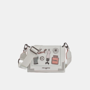 KARL LAGERFELD PARIS CAMILLE SHOULDER WITH OVERSIZED FASHION PINS - Winter White/Silver