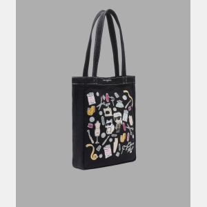 KARL LAGERFELD PARIS CANNES KARL & CHOUPETTE CANVAS TOTE - Black - Image 3