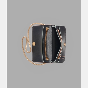 KARL LAGERFELD PARIS KOSETTE SHOULDER BAG WITH OVERSIZED FASHION PINS - Black / Gold - Image 7