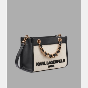 KARL LAGERFELD PARIS SAVOIE MINI CROSSBODY CANVAS - Natural/Black - Image 3