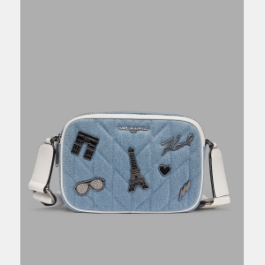 KARL LAGERFELD PARIS MAYBELLE DENIM CROSSBODY WITH PARIS PINS - Light Denim - Image 3