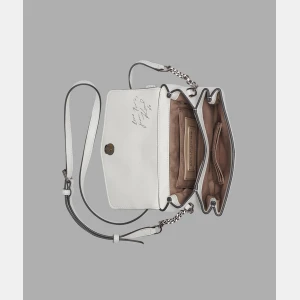 KARL LAGERFELD PARIS CHANTAYE KARL HEAD CROSSBODY - Winter White/Silver - Image 5