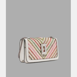 KARL LAGERFELD PARIS KOSETTE CHEVRON RAFFIA SHOULDER BAG - Raffia Multi Combo - Image 3