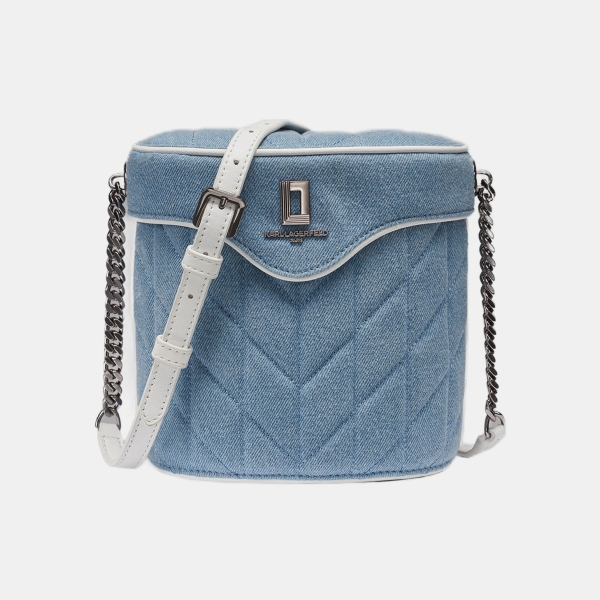 KARL LAGERFELD PARIS LAFAYETTE CROSSBODY BUCKET BAG - Light Denim