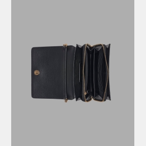 KARL LAGERFELD PARIS LOURDES CROSSBODY WITH FASHION CHAIN - Black / Gold - Image 5