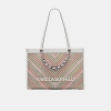 KARL LAGERFELD PARIS SAVOIE RAFFIA TOTE WITH CHAIN STRAP - Raffia Multi Combo