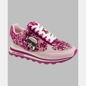 KARL LAGERFELD PARIS MEADE TWEED SEQUIN SNEAKER - Pink - Image 3