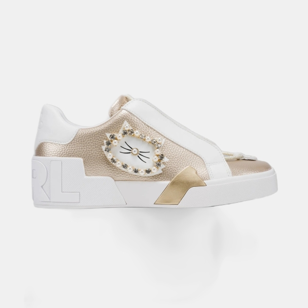 KARL LAGERFELD PARIS MADISYN SLIP ON SNEAKER - Wht Gold/Brt White