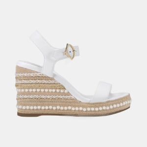 KARL LAGERFELD PARIS CALZONA WEDGE SANDAL - Brt White
