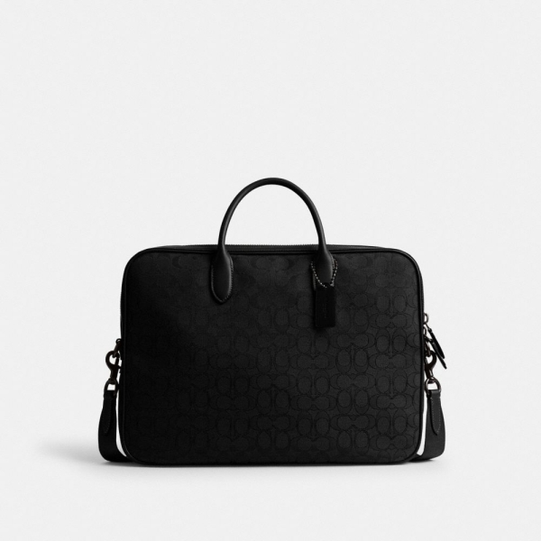 Coach Theo Work Bag In Signature Jacquard - Black