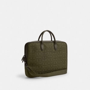 Coach Theo Work Bag In Signature Jacquard - Olive Drab - Image 6