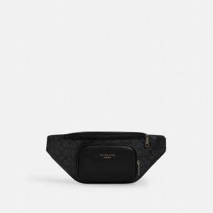 Coach Racer Small Belt Bag In Signature Canvas - Gunmetal/Charcoal/Black