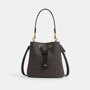Coach Rowan Bucket Bag In Signature Canvas - Gold/Walnut/Black