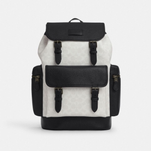 Coach Sprint Backpack In Colorblock Signature Canvas - Gunmetal/Chalk/Black