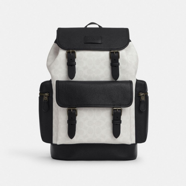 Coach Sprint Backpack In Colorblock Signature Canvas - Gunmetal/Chalk/Black
