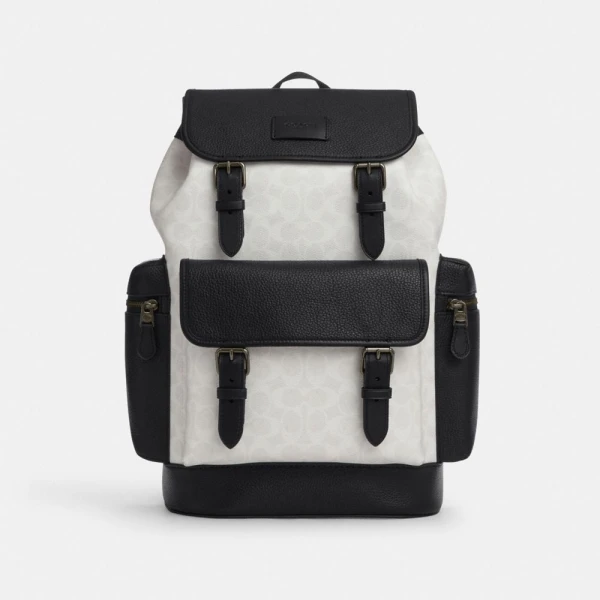 Coach Sprint Backpack In Colorblock Signature Canvas - Gunmetal/Chalk/Black