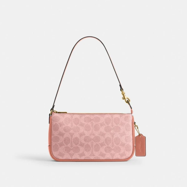 Coach Plaza Bag In Signature Canvas - Brass/Melon Pink