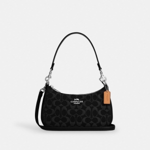 Coach Teri Shoulder Bag In Signature Denim - Silver/Black (CDE43)