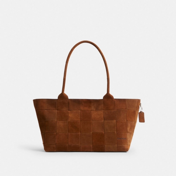 Coach Alter/Ego Large Tote Bag In Upcrafted Suede - Warm Brown