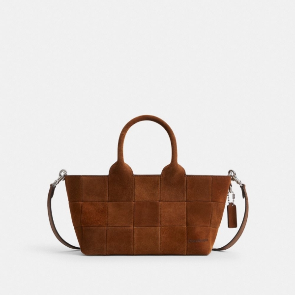 Coach Alter/Ego Small Tote Bag In Upcrafted Suede - Warm Brown