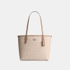 Coach Medium City Tote Bag In Signature Canvas - Silver/Sand/Taupe