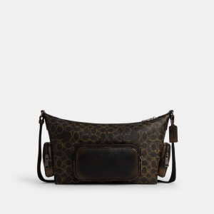 Coach Finn Crossbody Bag With Pockets In Loved Signature Canvas - Gunmetal/Brown