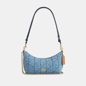Coach Caitlin Shoulder Bag With Quilting - Gold/Indigo