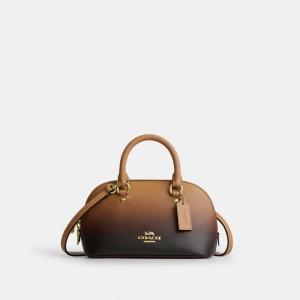 Coach Lara Mini Satchel Bag With Ombre - Gold/Latte