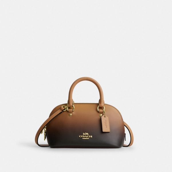 Coach Lara Mini Satchel Bag With Ombre - Gold/Latte