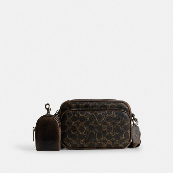 Coach Finlay Crossbody Bag In Loved Signature Canvas - Gunmetal/Brown