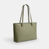 Coach Station Tote Bag In Signature Leather - Gold/Pistachio - Image 6