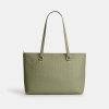 Coach Station Tote Bag In Signature Leather - Gold/Pistachio - Image 7