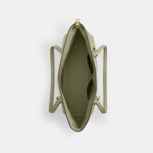 Coach Station Tote Bag In Signature Leather - Gold/Pistachio - Image 4