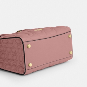 Coach Maggie Small Tote Bag In Signature Leather - Gold/Pink Petal - Image 8