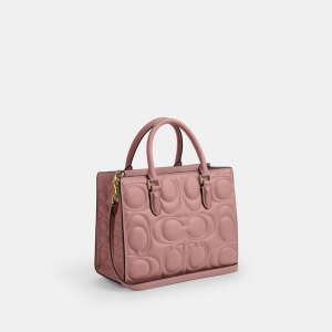 Coach Maggie Small Tote Bag In Signature Leather - Gold/Pink Petal - Image 7