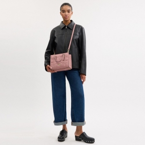 Coach Maggie Small Tote Bag In Signature Leather - Gold/Pink Petal - Image 3