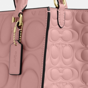 Coach Maggie Small Tote Bag In Signature Leather - Gold/Pink Petal - Image 9