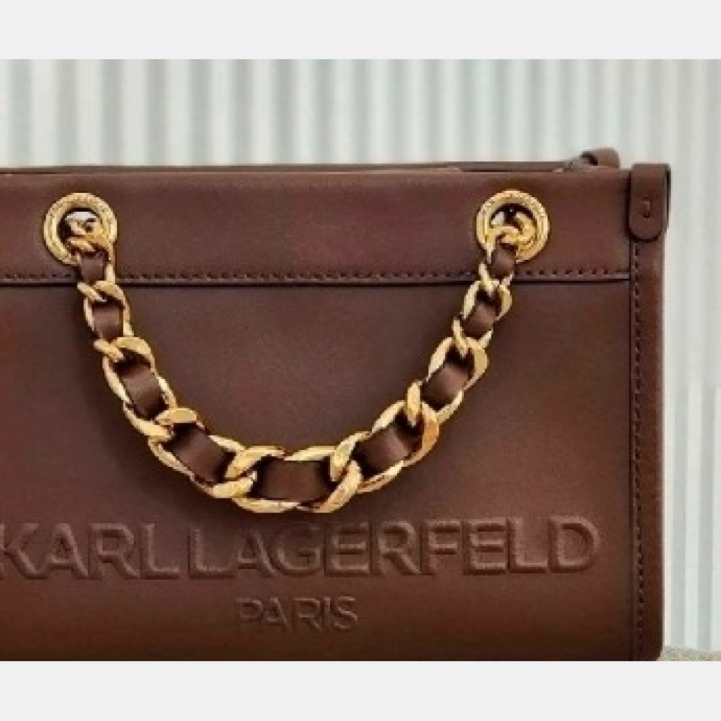 Karl Lagerfeld Handbag with Chain Strap - Brown