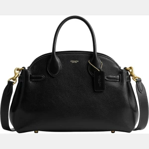 Coach Leather Dome Satchel Bag - Black